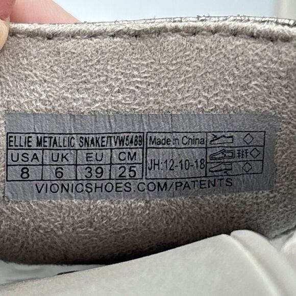 Vionic Pacific Ellie Metallic Snake Pewter Silver Comfort Sandals Women's Size 8 - Picture 10 of 10